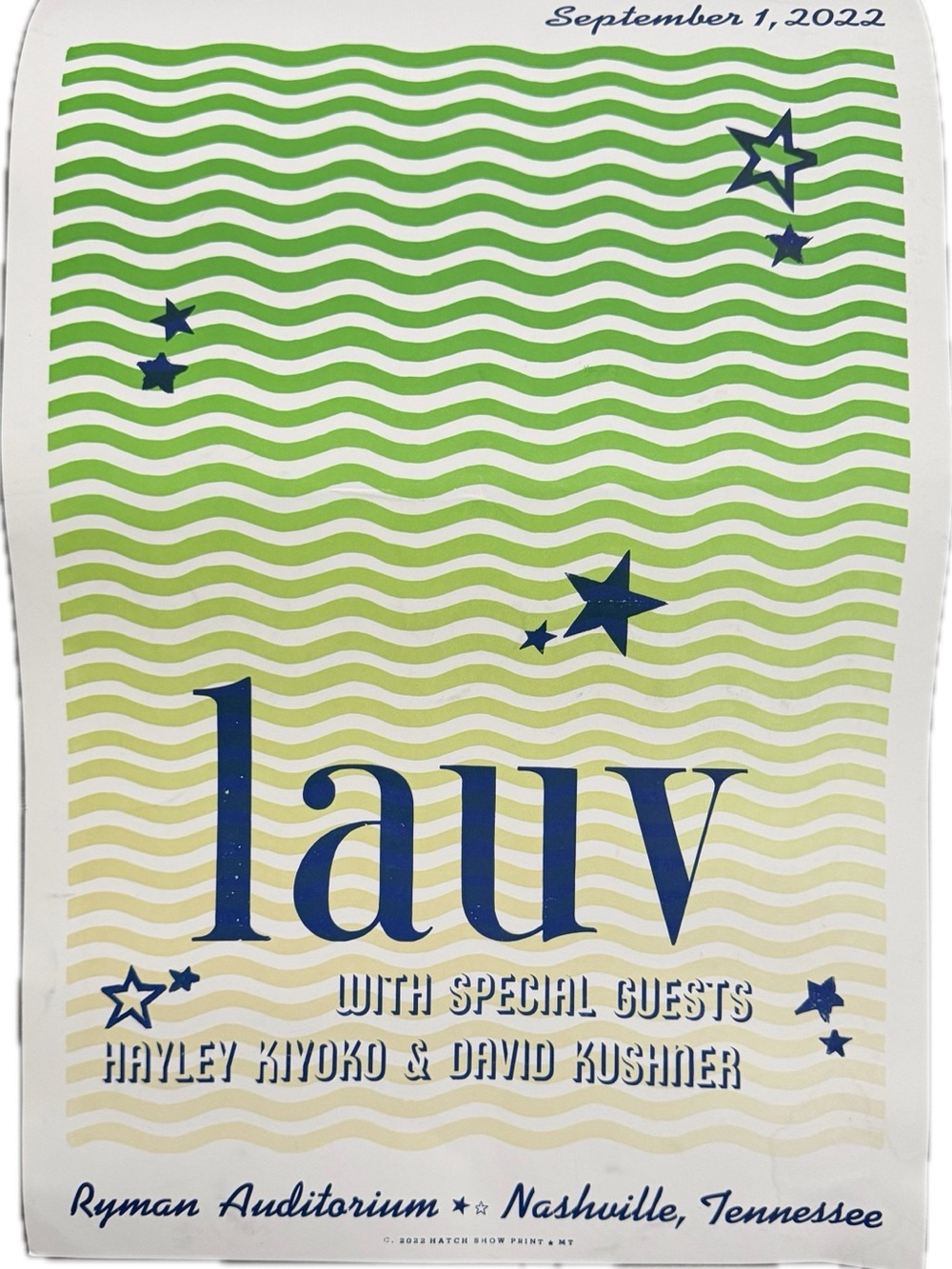 Lauv x Ryman Auditorium Hatch Show Print Poster